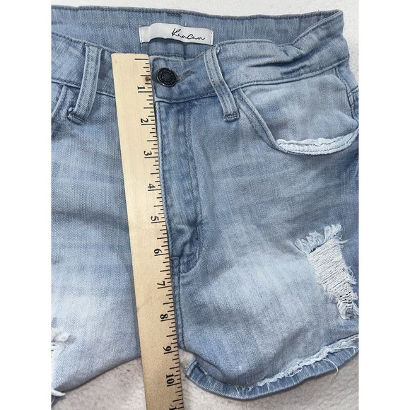 KanCan Denim Shorts 7/27 Light Wash Blue Distressed Ripped - Picture 3 of 6